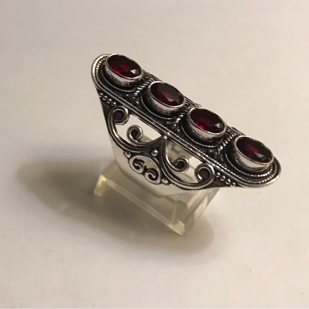 Garnet Stamped 925 Sterling Silver Ring